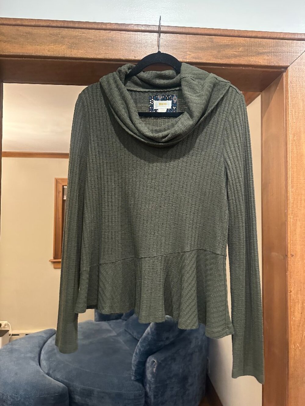 Maeve by Anthropologie Hunter Green Cowl Neck Turtleneck, Size Large